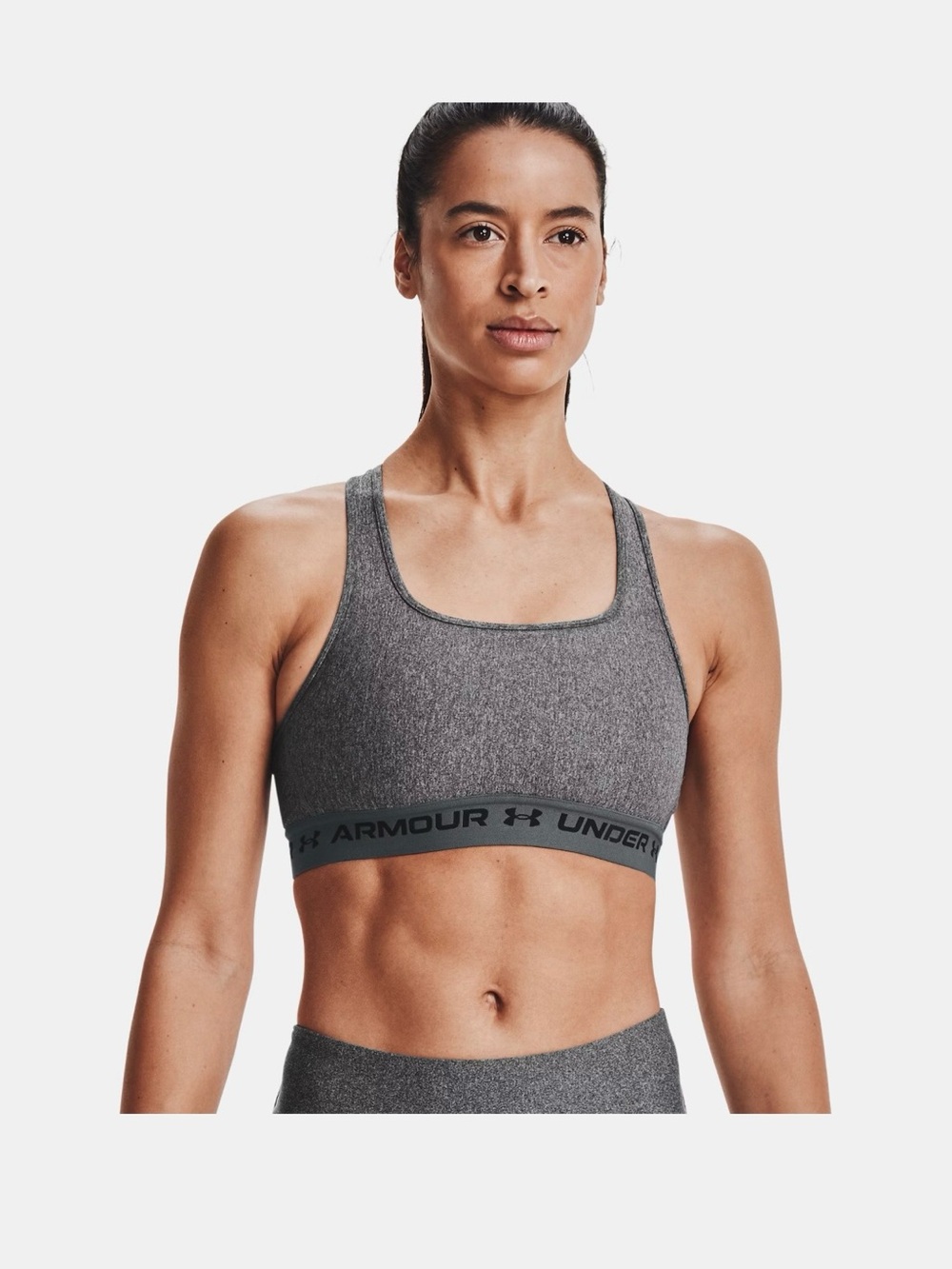 Under Armour Grey Heathered Sports Bra with Logo Band
